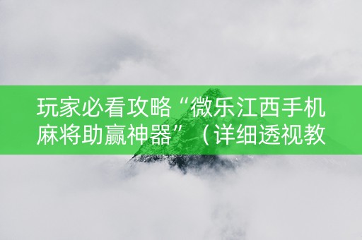 玩家必看攻略“微乐江西手机麻将助赢神器”（详细透视教程）-哔哩哔哩