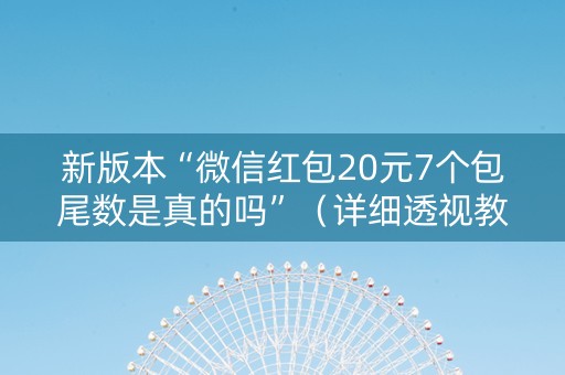 新版本“微信红包20元7个包尾数是真的吗”（详细透视教程）-哔哩哔哩
