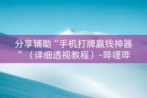 分享辅助“手机打牌赢钱神器”（详细透视教程）-哔哩哔哩