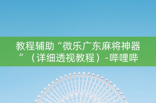 教程辅助“微乐广东麻将神器”（详细透视教程）-哔哩哔哩