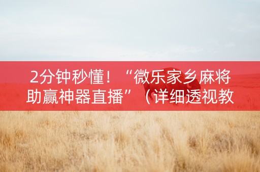 2分钟秒懂！“微乐家乡麻将助赢神器直播”（详细透视教程）-哔哩哔哩