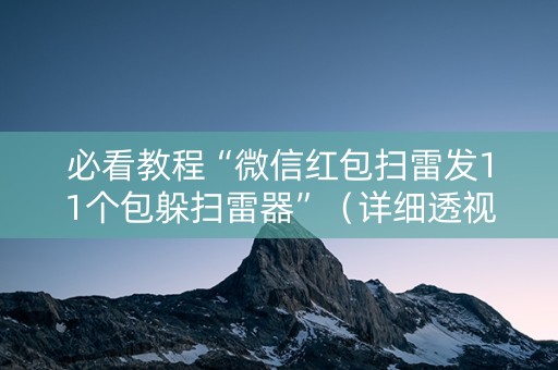 必看教程“微信红包扫雷发11个包躲扫雷器”（详细透视教程）-哔哩哔哩