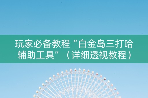 玩家必备教程“白金岛三打哈辅助工具”（详细透视教程）-哔哩哔哩