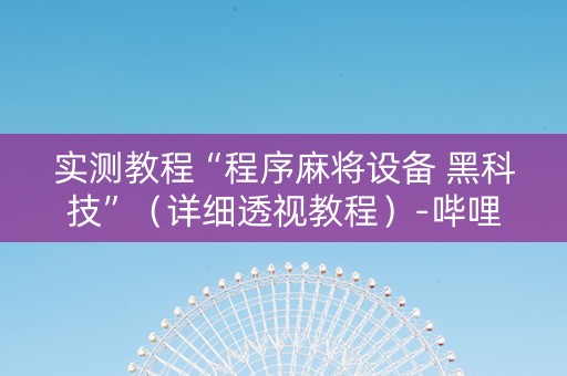 实测教程“程序麻将设备 黑科技”（详细透视教程）-哔哩哔哩