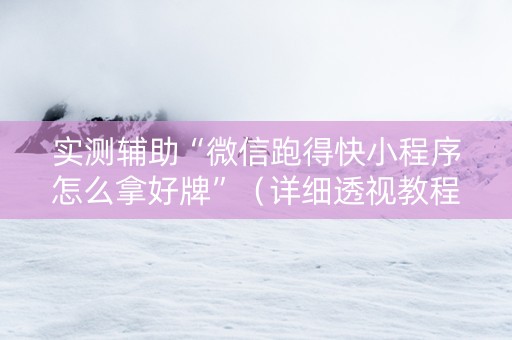 实测辅助“微信跑得快小程序怎么拿好牌”（详细透视教程）-哔哩哔哩