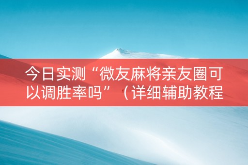 今日实测“微友麻将亲友圈可以调胜率吗”（详细辅助教程）-哔哩哔哩