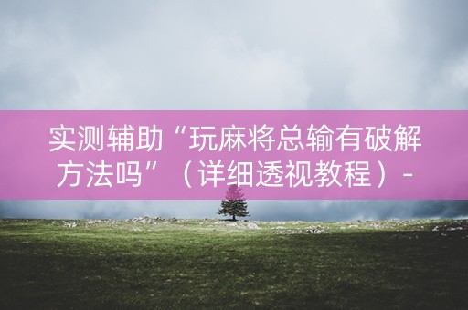 实测辅助“玩麻将总输有破解方法吗”（详细透视教程）-哔哩哔哩