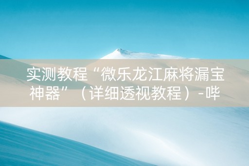 实测教程“微乐龙江麻将漏宝神器”（详细透视教程）-哔哩哔哩