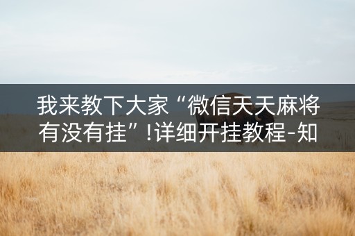 我来教下大家“微信天天麻将有没有挂”!详细开挂教程-知乎