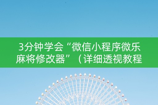 3分钟学会“微信小程序微乐麻将修改器”（详细透视教程）-哔哩哔哩