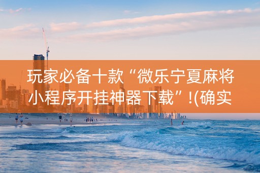 玩家必备十款“微乐宁夏麻将小程序开挂神器下载”!(确实是有挂)-知乎