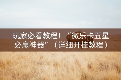 玩家必看教程！“微乐卡五星必赢神器”（详细开挂教程）-哔哩哔哩