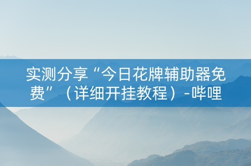 实测分享“今日花牌辅助器免费”（详细开挂教程）-哔哩哔哩
