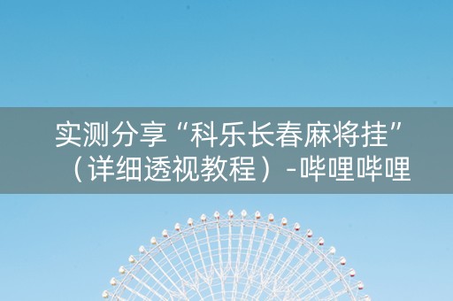 实测分享“科乐长春麻将挂”（详细透视教程）-哔哩哔哩