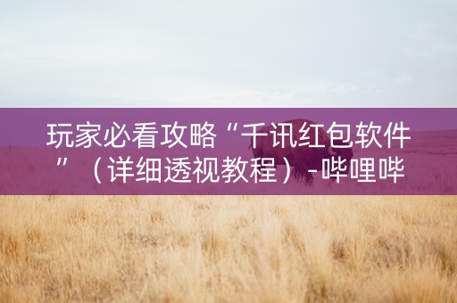 玩家必看攻略“千讯红包软件”（详细透视教程）-哔哩哔哩
