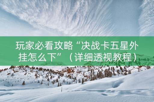 玩家必看攻略“决战卡五星外挂怎么下”（详细透视教程）-哔哩哔哩