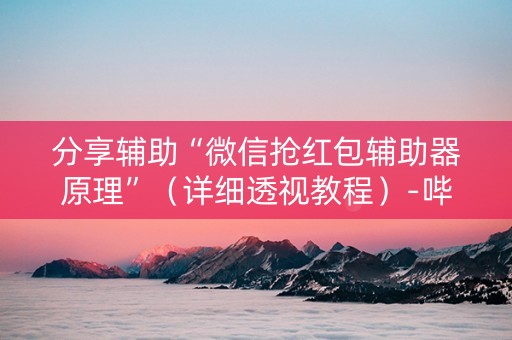 分享辅助“微信抢红包辅助器原理”（详细透视教程）-哔哩哔哩