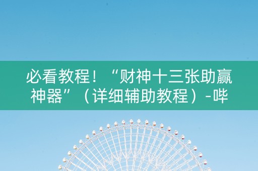 必看教程！“财神十三张助赢神器”（详细辅助教程）-哔哩哔哩