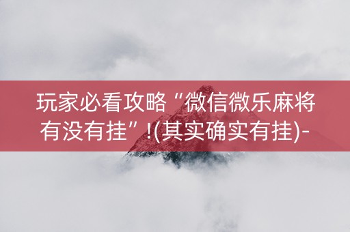 玩家必看攻略“微信微乐麻将有没有挂”!(其实确实有挂)-知乎