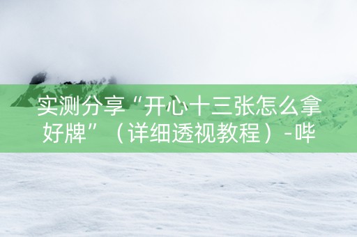 实测分享“开心十三张怎么拿好牌”（详细透视教程）-哔哩哔哩