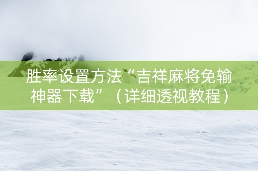 胜率设置方法“吉祥麻将免输神器下载”（详细透视教程）-哔哩哔哩