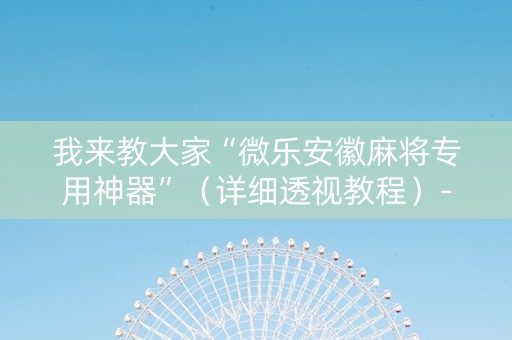 我来教大家“微乐安徽麻将专用神器”（详细透视教程）-哔哩哔哩