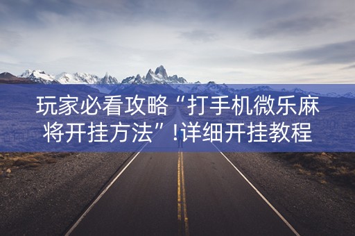 玩家必看攻略“打手机微乐麻将开挂方法”!详细开挂教程-知乎