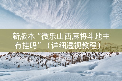 新版本“微乐山西麻将斗地主有挂吗”（详细透视教程）-哔哩哔哩