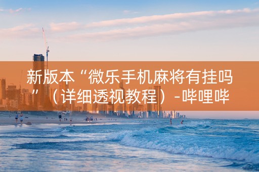 新版本“微乐手机麻将有挂吗”（详细透视教程）-哔哩哔哩
