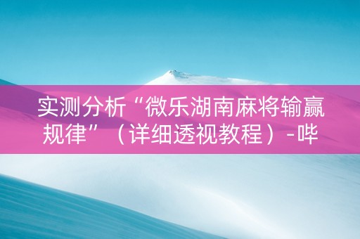 实测分析“微乐湖南麻将输赢规律”（详细透视教程）-哔哩哔哩