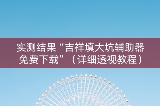 实测结果“吉祥填大坑辅助器免费下载”（详细透视教程）-哔哩哔哩