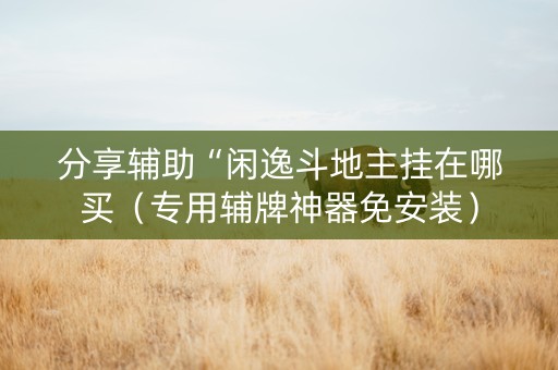 分享辅助“闲逸斗地主挂在哪买（专用辅牌神器免安装）