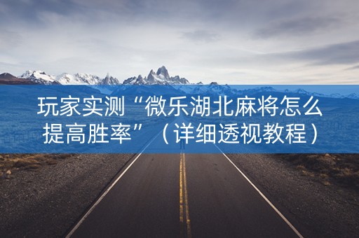 玩家实测“微乐湖北麻将怎么提高胜率”（详细透视教程）-哔哩哔哩
