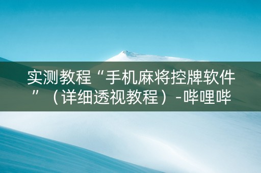 实测教程“手机麻将控牌软件”（详细透视教程）-哔哩哔哩