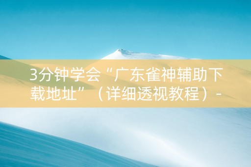 3分钟学会“广东雀神辅助下载地址”（详细透视教程）-哔哩哔哩