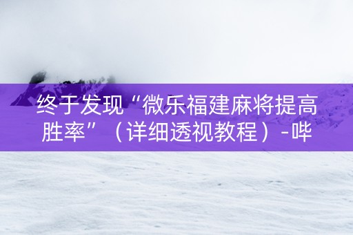 终于发现“微乐福建麻将提高胜率”（详细透视教程）-哔哩哔哩