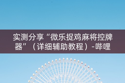 实测分享“微乐捉鸡麻将控牌器”（详细辅助教程）-哔哩哔哩