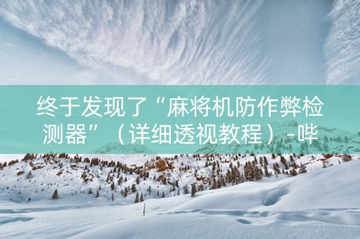 终于发现了“麻将机防作弊检测器”（详细透视教程）-哔哩哔哩