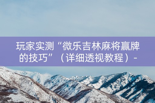 玩家实测“微乐吉林麻将赢牌的技巧”（详细透视教程）-哔哩哔哩