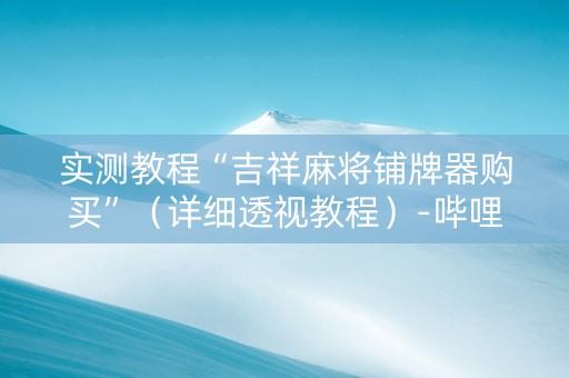 实测教程“吉祥麻将铺牌器购买”（详细透视教程）-哔哩哔哩