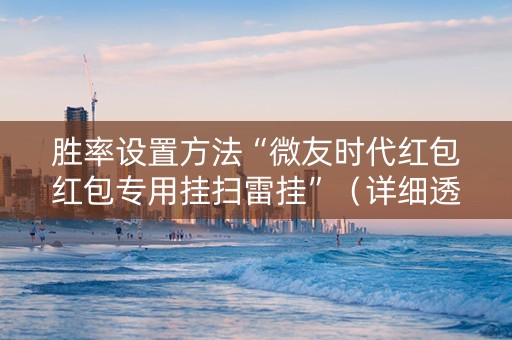 胜率设置方法“微友时代红包红包专用挂扫雷挂”（详细透视教程）-哔哩哔哩