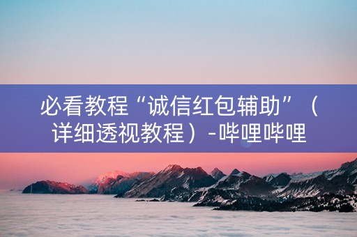 必看教程“诚信红包辅助”（详细透视教程）-哔哩哔哩