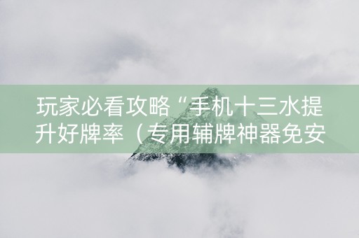 玩家必看攻略“手机十三水提升好牌率（专用辅牌神器免安装）
