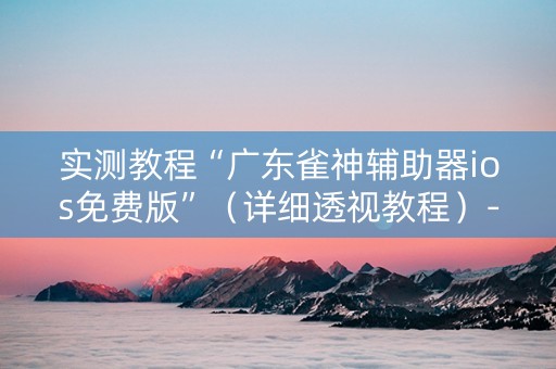 实测教程“广东雀神辅助器ios免费版”（详细透视教程）-哔哩哔哩