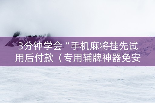 3分钟学会“手机麻将挂先试用后付款（专用辅牌神器免安装）