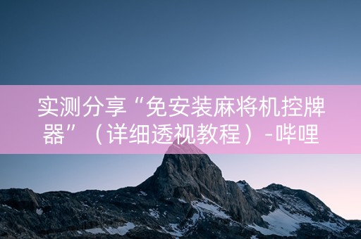 实测分享“免安装麻将机控牌器”（详细透视教程）-哔哩哔哩