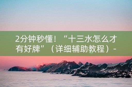 2分钟秒懂！“十三水怎么才有好牌”（详细辅助教程）-哔哩哔哩
