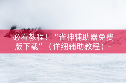 必看教程！“雀神辅助器免费版下载”（详细辅助教程）-哔哩哔哩