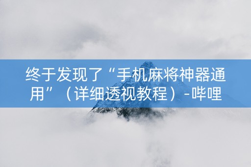 终于发现了“手机麻将神器通用”（详细透视教程）-哔哩哔哩