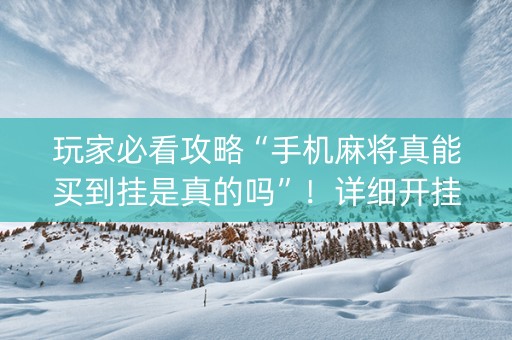 玩家必看攻略“手机麻将真能买到挂是真的吗”！详细开挂教程（确实真的有挂)-知乎